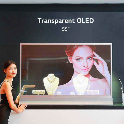 Κίνα Η ομορφιά ψωνίζει διαφανής οθόνη αφής OLED/55» αρρενωπές επιδείξεις διαφήμισης προμηθευτής